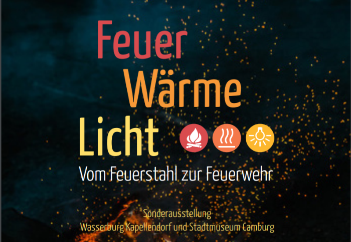 Werbe-Plakat mit der Aufschrift Feuer, Wärme und Licht