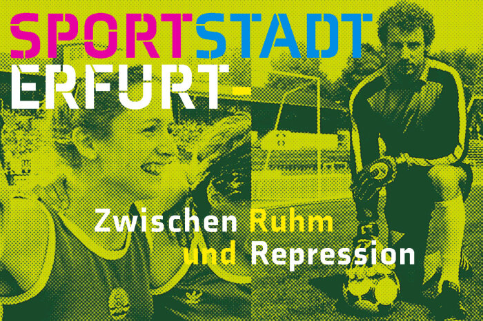 Grünes Banner einer Veranstaltung