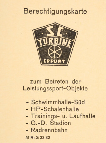 Ausweis für das Gelände des SC Turbine