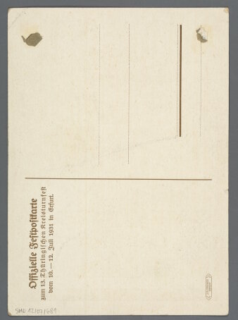 Offizielle Festpostkarte zum 13. Thüringerischen Kreisturnfest vom 10 bis 12. Juli 1931 in Erfurt.