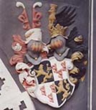 Wappen in schwarz-gelb und rot-weiß