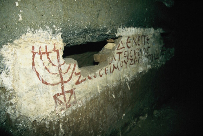 Wandmalerei mit jüdischen Motiven in Rom