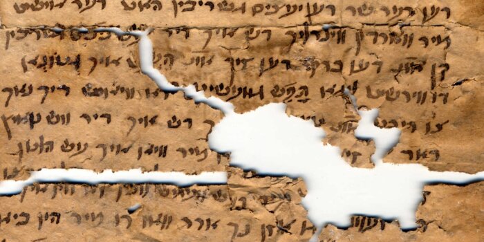 mittellaterlicher Text auf Pergament, mit weißen Flecken